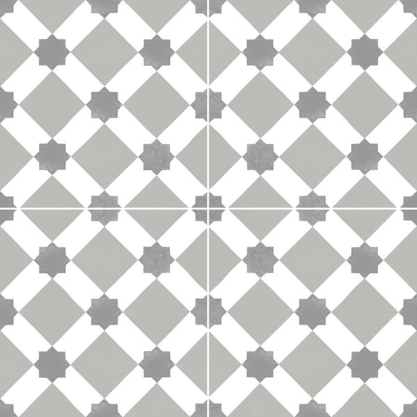 Manson Grey Star Ceramic Tiles Chequered Flag Patterned Square Wall or Floor Tile – Cut Sample