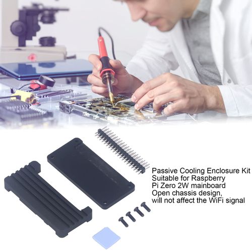 Raspberry Pi Case, Raspberry Pi Heatsink, Aluminum Alloy Cooling Case, Raspberry Pi Cooling Dissipation Enclosure for Raspberry Pi Zero 2W motherboard (Black) (Straight needle)