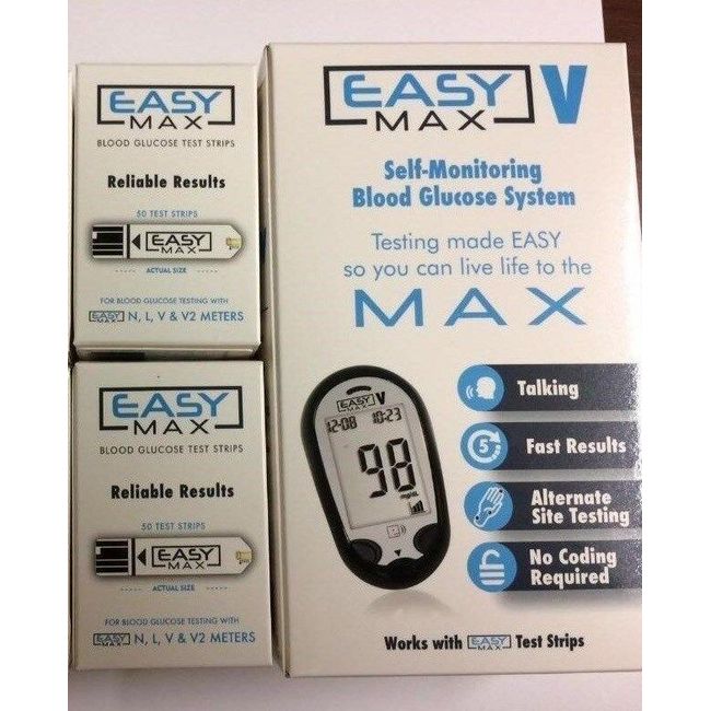 EASYMax Blood Glucose 100 Test Strips Plus Fee Meter Exp:  8/26/2024