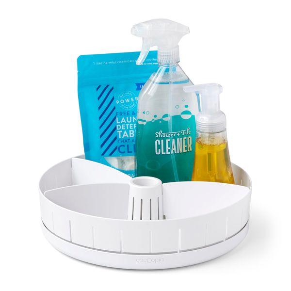 YouCopia SinkSuite Under Sink Turntable with Adjustable Dividers, Lazy Susan Organiser for Kitchen Cupboard or Bathroom Storage
