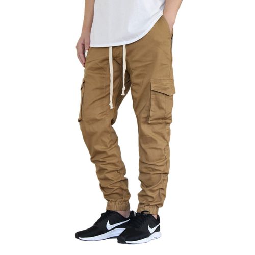AIRNINE Men's Premium Twill Drop Crotch Jogger Pants S-5XL (Wheat Cargo, Small)