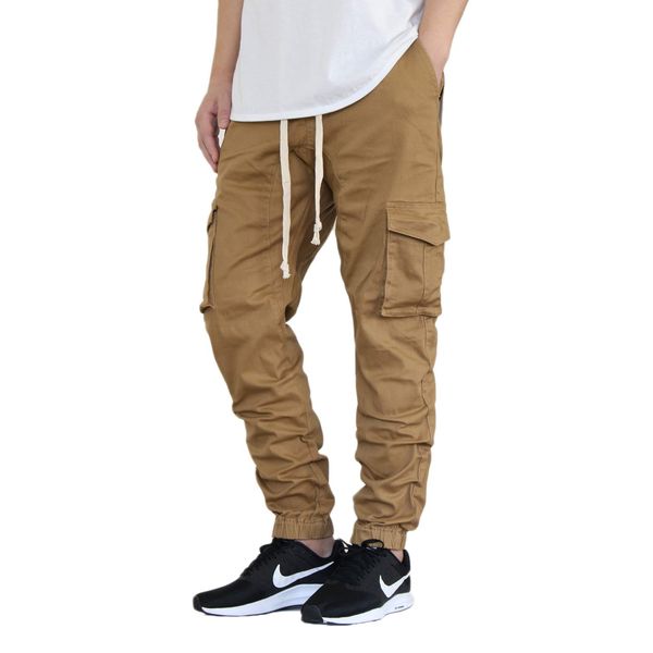 AIRNINE Men's Premium Twill Drop Crotch Jogger Pants S-5XL (Wheat Cargo, Small)