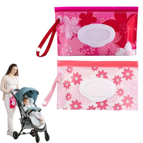 Eophmi Baby Wipe Holder,2 Pcs Reusable Wet Wipe Pouch,Baby Wipe Holders,Wet Wipe Holder Travel,Wet Wipes Dispenser Box for Paper Towels Masks Make-Up Removers Baby Wet Wipes