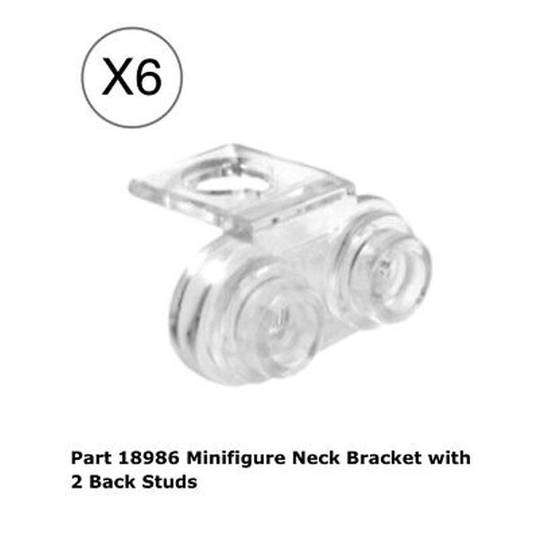 Lego 6 Pieces Trans-clear Neck Bracket with 2 Back Studs,mini Figures body Wear