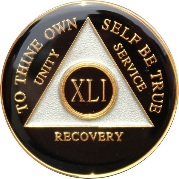 Sobriety Chip AA Black Triplate (41 Year)
