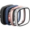 AMCC Cases compatible with Fitbit Sense/Fitbit Versa 3 Screen Protector, Hard PC Plated Full Coverage Screen Bumper Full Sensitive Cover (Black+Rose gold+Navy blue+Clear)