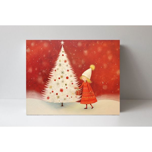 20x16 Minimalist  White Christmas Tree Canvas Wall Art