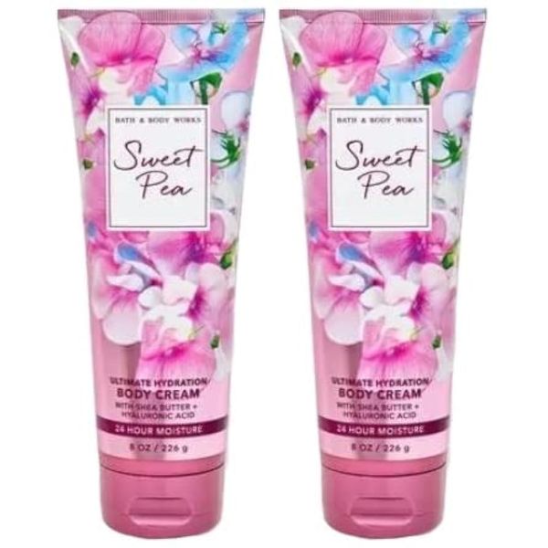 Bath and Body Works Sweet Pea Ultra Shea Body Cream 2 Pack, 8 Oz.