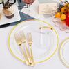 350 Pieces White and Gold Plastic Plates - 50 Guest Dinnerware Set Include 10...