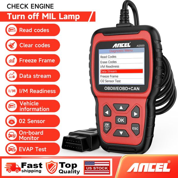 ANCEL AS500 OBD2 Car Diagnostic Scanner Tool Check Engine Fault Code Reader