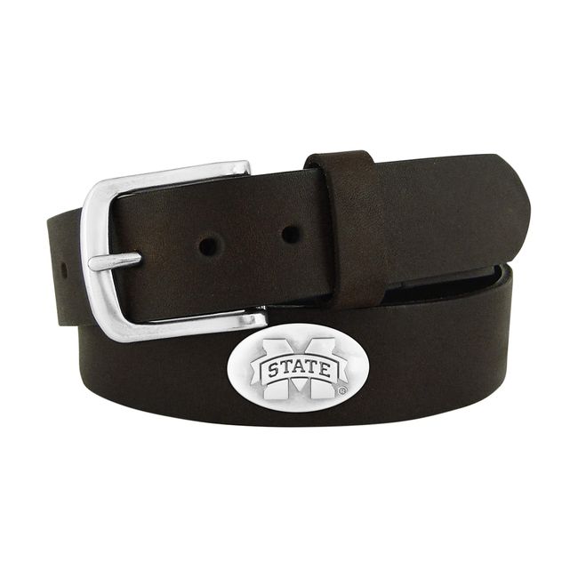 NCAA Mississippi State Bulldogs Zep-Pro Leather Concho Belt, Brown, 38-inches