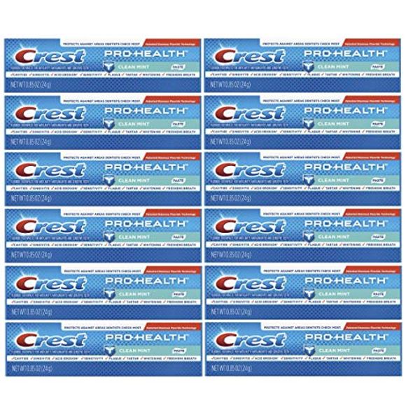 Crest Toothpaste, Pro Health Clean Mint Paste, Travel Size (0.85 oz) - Pack of 12