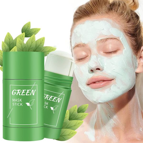 Green Tea Cleansing Mask Stick,Solid Mask,Deep Cleansing Mud,Green Tea Face Mask,Blackhead Remover,Anti-Acne Oil Control&Improves Skin for All Skin Types Women and Men(1PCS)