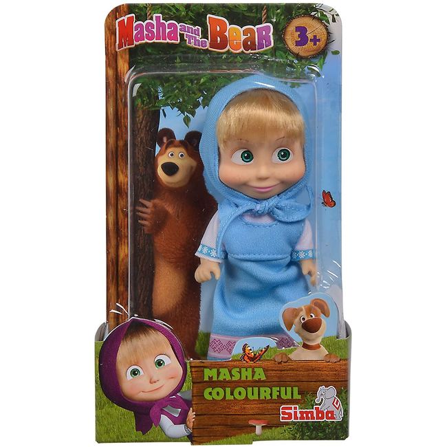 Masha and the Bear 109301678 Masha Mini Doll, 4.7 inches (12 cm), Blue