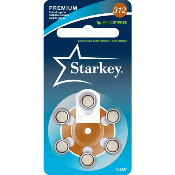 Starkey Size 312 Premium Hearing Aid Batteries 60 Pack - Mercury-Free - Zinc Air Technology - Made in USA - Plus Keychain Battery Case