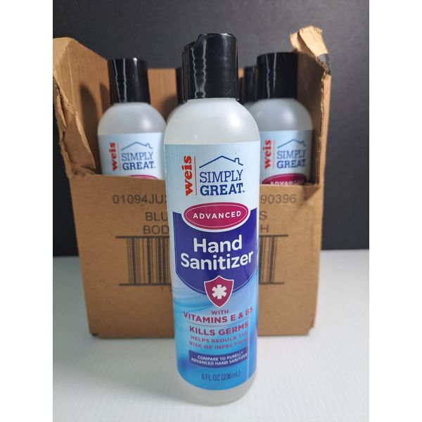 NEW Box Lot Of 9 Simply Great Advanced Hand Sanitizer 8oz Bottles Vitamin E B5