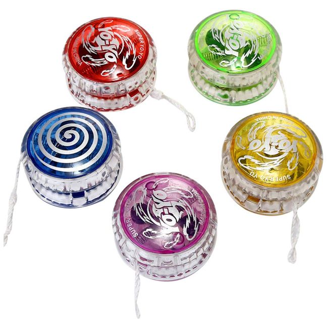 EXCEART Yoyo Glow Yoyo String LED Spin Plastic Glow Rope for Kids Adults Beginners Random Color Pack of 5