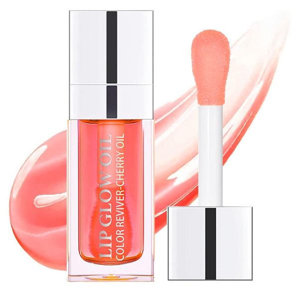 Plumping Lip Oil, Hydrating Lip Gloss Tinted Lip Balm Lip Care Transparent Toot Lip Oil, Long Lasting Nourishing Lip Glow Oil Non-sticky Big Brush Glitter Shine Primer Lip Tint (Rosa)