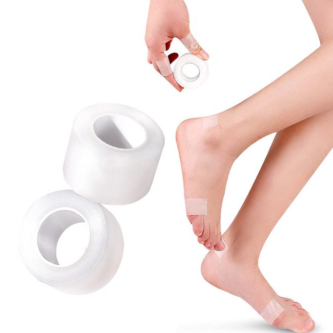 ZHEJIA Anti-Blister Tape, Anti-Blister Tape, Anti-Slipping, Protective Pad for Feet, Heel Pads, Tape, Foot Pain Relief, Abrasion Resistant, Unisex, Pain Relief, Safe for Long Walking, Breathable, Transparent, Set of 2