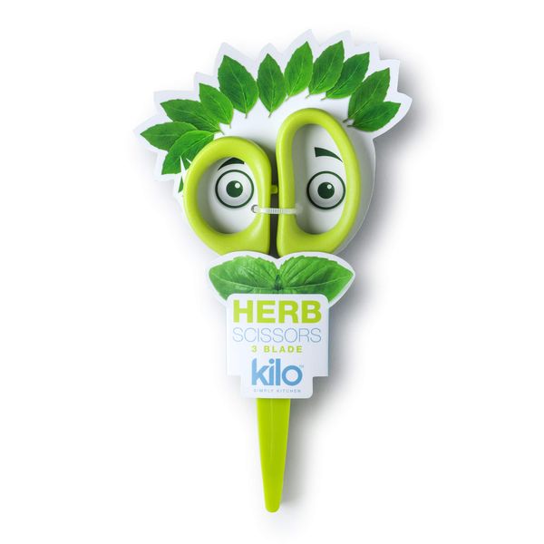 Kilo 3 Blade Mini Herb Scissors/Shears with Safety Cover, Lime