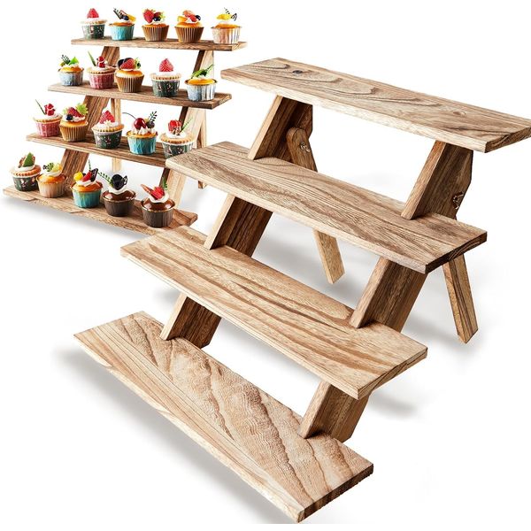Ständer aus Holz, 4 Etagen, Ausstellungsregal, Küchentheke, Regal, Parfüm-Organizer, Ständer für Figuren, Desserts, Party, Make-up, Puppensammlung, Gewürze
