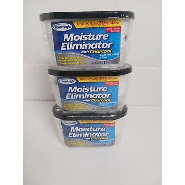 3-Pack Moisture Eliminator Absorbers with Charcoal, 8.5 oz  New