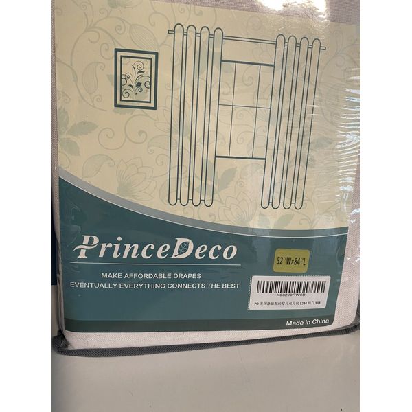 New (2)Prince Deco Curtain Panels Drapes, grommet “natural linen” 52x84”