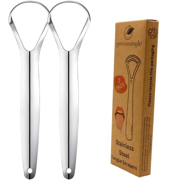 Tongue Scraper Stainless Steel Tongue Cleaners Reduce Bad Breath 100% Metal Tough Scrapers Men and Women Hygiene Product