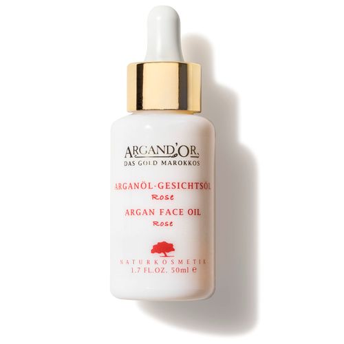 ARGAND'OR Organic Argan Oil Face Oil "Rose" 50 ml - Nourishes - Regenerates - Moisturises - With Hygienic Pipette - For All Skin Types - Vegan Natural Cosmetics