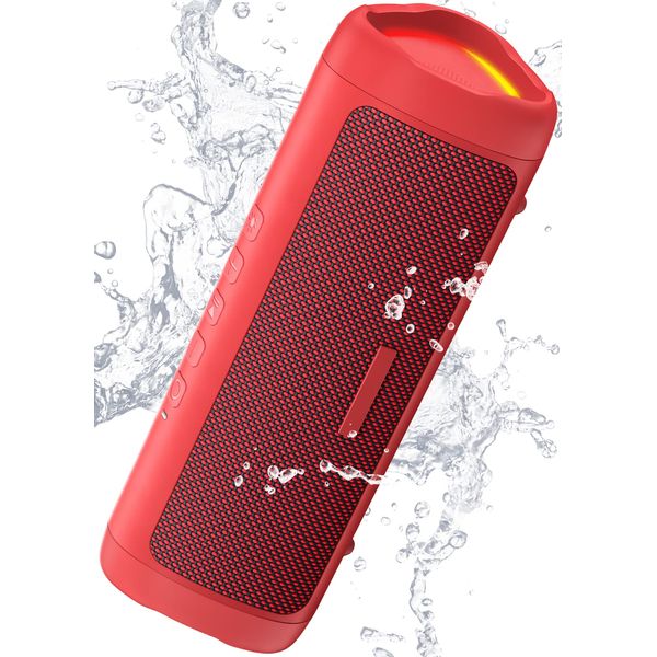 Bluetooth Speaker, IPX5 Waterproof Speaker with HD Sound, Up to 24H Playtime, TWS Pairing, BT5.3, Portable Wireless Speakers for Home/Party/Outdoor/Beach, Electronic Gadgets, Birthday Gift (Red)