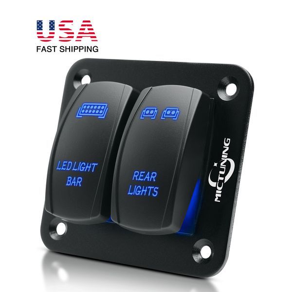 2 Gang 5 Pin Rocker Toggle Switch Panel Pre-wired for Rear LED Light Bar ON/OFF