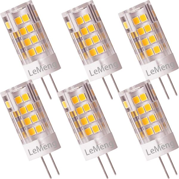 LEMENG G4 LED Bulb 3.5W 2700K Warm White bi-pin T3 JC Type 12VAC/DC 20-35W Halogen Equivalent Non-dimmable for Outdoor Landscape Lighting Deck Stair Step Path Lights, Pack of 6