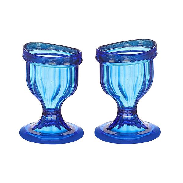 Blue Colored Eye Wash Cup for Effective Eye Cleansing - Eye Shaped Rim, Snug Fit, Perfect Eye wash kit (Set 2 Pcs)