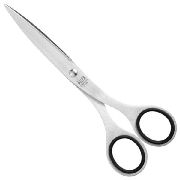 ALLEX Japanese Office Scissors for Desk, Medium 6.5" All Purpose Scissors, Made in JAPAN, All Metal Sharp Japanese Stainless Steel Blade with Non-Slip Soft Ring, Black