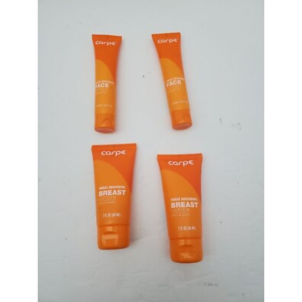 Carpe Sweat Absorbing (2) BREAST LOTION 60ML & (2) Face Lotion 40ML - Lot of 4