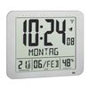 TFA Dostmann Radio-Controlled Digital Clock, 60.4516.54, with Room Climate, Written Day of the Week (10 Languages), 2 Alarm Functions, as Table Clock or Hanging, Silver, (L) 248 x (W) 25 (73) x (H