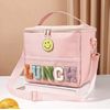 NWT Smiley Insulated Lunch Bag With Adjustable Shoulder Strap, PINK