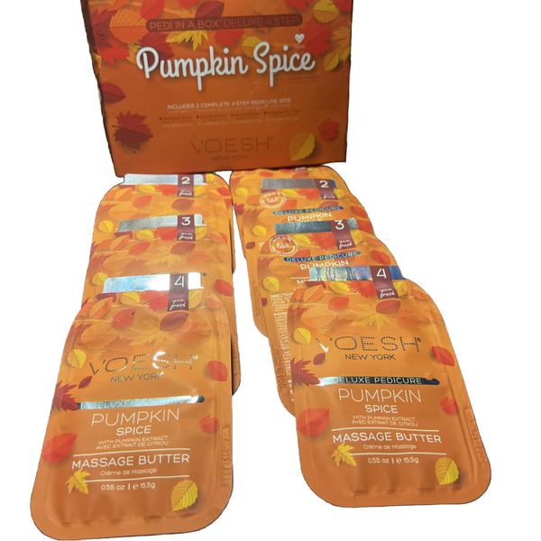 Voesh Pedi in a Box Deluxe Pumpkin Spice 2 Complete 4 Step Pedicure Kits NIB