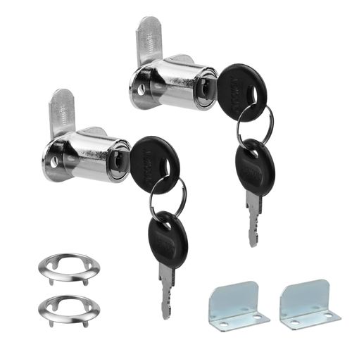 Mewutal 2pcs Cabinet Lock with Keys 7/8" Cylinder Cam Locks Silver RV Storage Locks for Truck Tool Box File Cabinet Drawer (Silver)