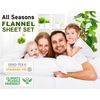 RUVANTI 100% Cotton 4 Pcs Flannel Sheets Queen Size, Deep Pocket, Warm, Super