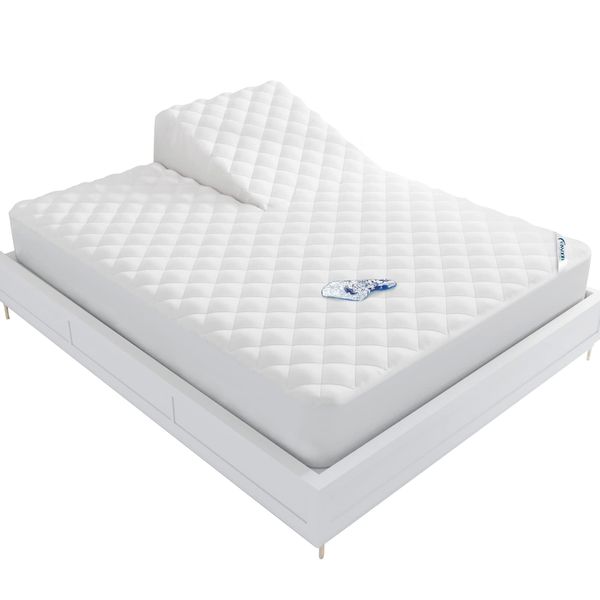 Waterproof Split Top Queen Mattress Pad Protector for Adjustable Bed, 34" Top Split from Head, Noiseless, Soft Padded Matress Protector