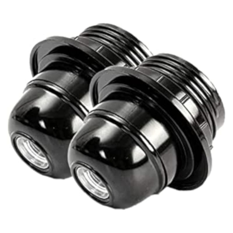 Art Deco Emporium Twin Pack E27 Lampholder in Black Bakelite with Shade ...