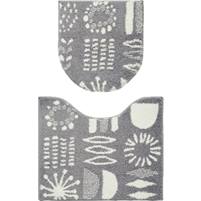 Okato Washable Toilet Mat, Lid Cover, Set of 2, Scandinavia, U Type, O Type, Washed Heating Type, Both Use, SOPO Monotone