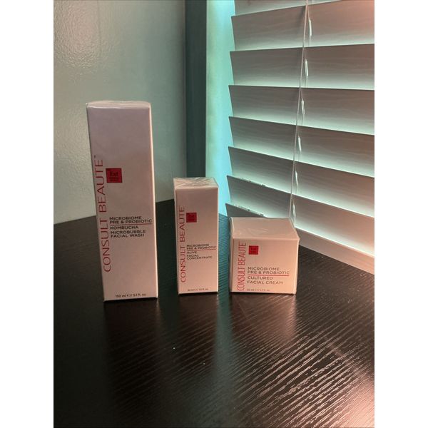 Consult Beauté Microbiome Prebiotic Skincare Set – 3 Full Size – NEW SEALED