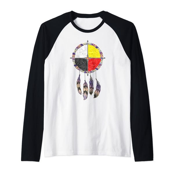Native Americans - Medicine Wheel Dreamcatcher 2 Raglan Baseball Tee