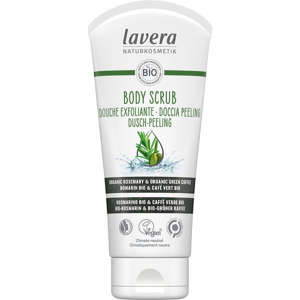 lavera Body Scrub - Gently removes dead skin cells - Natural Cosmetics - Vegan - With organic rosemary and organic green coffee -silicone-free - 1 x 200 ml