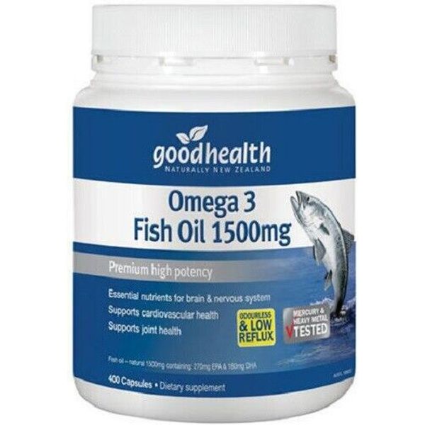 Good Health Omega 3 Fish Oil 1500mg 400 Capsules OUDOUR LESS & LOW FEFLUX