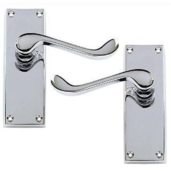 Victorian Scroll Door Handles Lever Latch - Polished Chrome 2006ZH