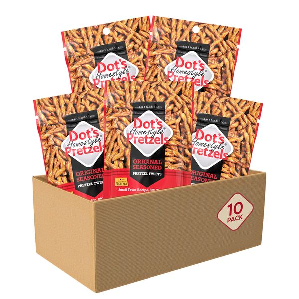 Dot's Homestyle Pretzels 5 Ounce Snack Size Individual Packs Seasoned Pretzel Twists (Original, 5 Ounce (Pack of 10))