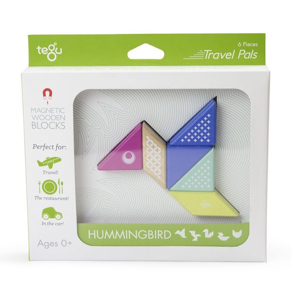 6 Piece Tegu Travel Pal Magnetic Wooden Block Set, Hummingbird